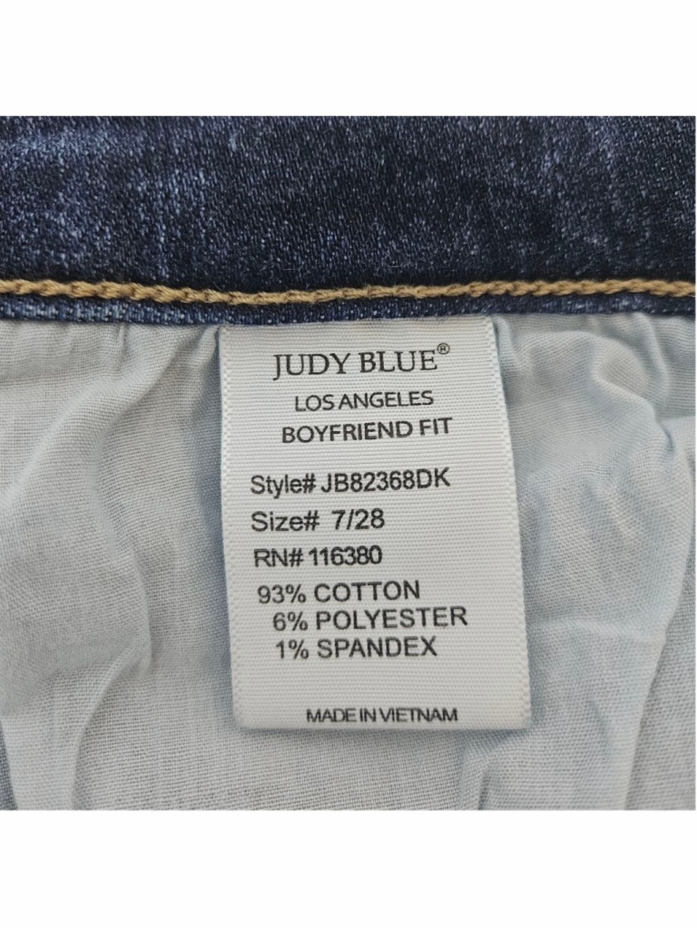 Judy Blue Boyfriend Fit Blue Jeans Size 7/28 stretchy - Picture 6 of 7